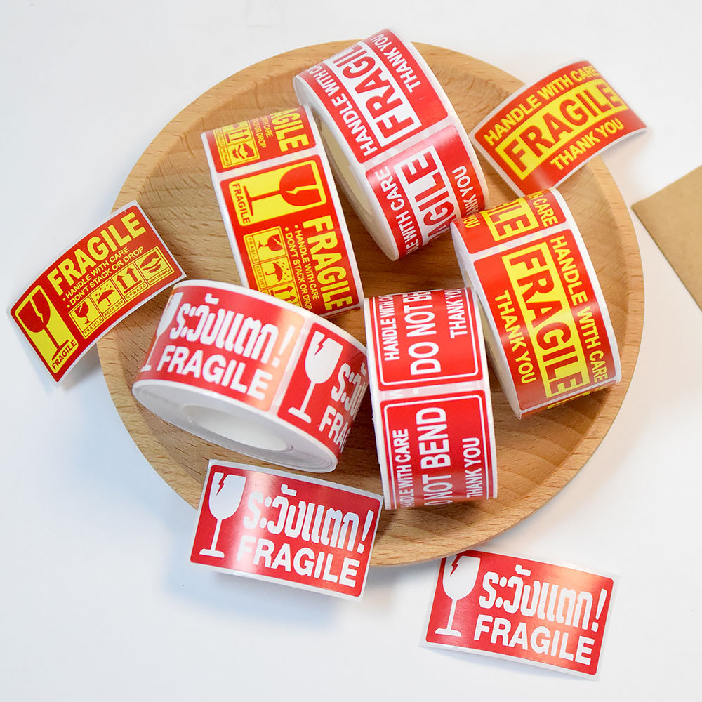 Food Storage Labels - 250 ชิ้น สติกเกอร์เตือนสินค้าเปราะบาง กระดาษเคลือบ ฉลากกาวในตัว ข้อความภาษาอังกฤษ