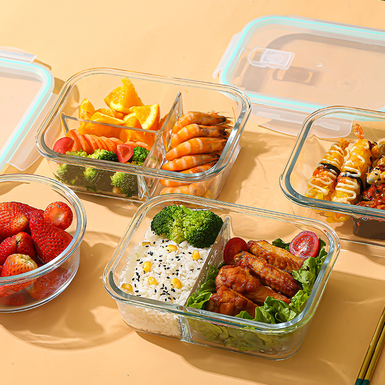 Food Storage Oven Safe - กล่องแก้วเก็บอาหารสด ทนความร้อนสูง ทำจากแก้วบอโรซิลิเกต ใช้กับไมโครเวฟ ตู้เย็นได้ พร้อมฝาปิดสนิท