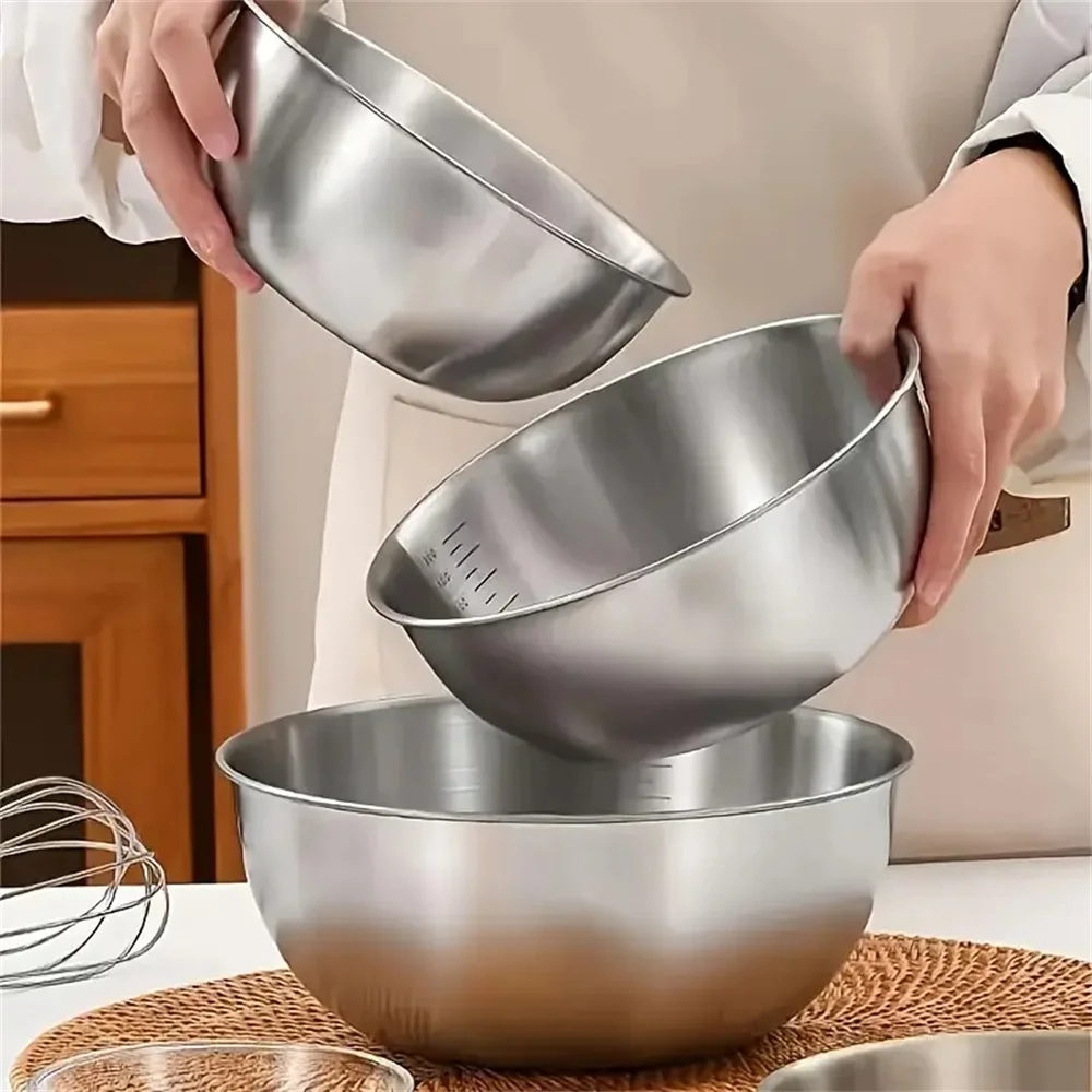 Food Storage Meals - ชุดชามผสมสแตนเลสสตีล 2026 พร้อมสเกล ภาชนะเก็บอาหาร สำหรับทำอาหารและอบขนม ความจุขนาดใหญ่