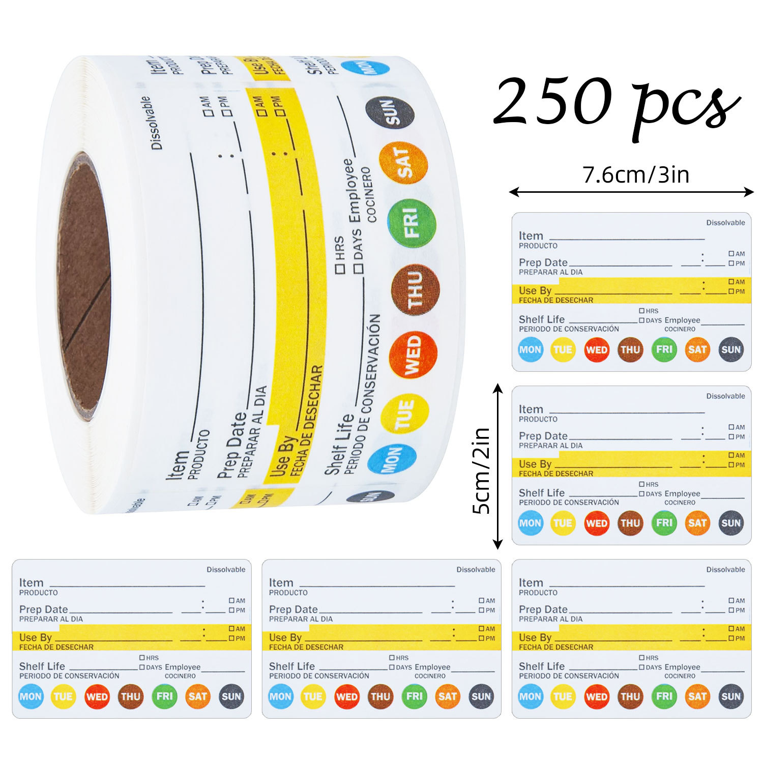 250 ชิ้น/ม้วน ป้ายวันที่อาหาร  - Food Storage Labels บทวิจารณ์และราคา