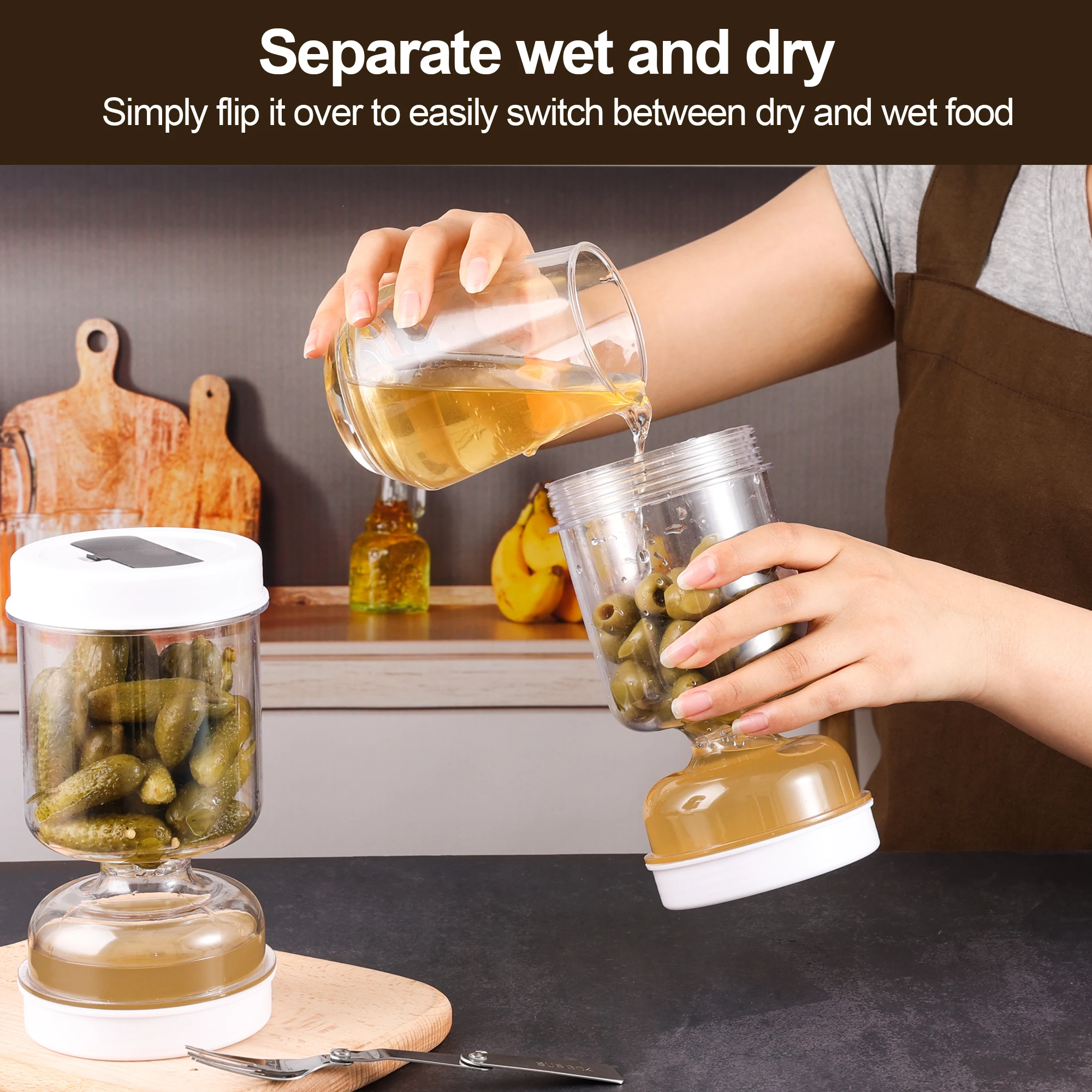 ผักดอง Jar ส้อมแห้งและเปียกเคร - Food Storage With Dividers บทวิจารณ์และราคา